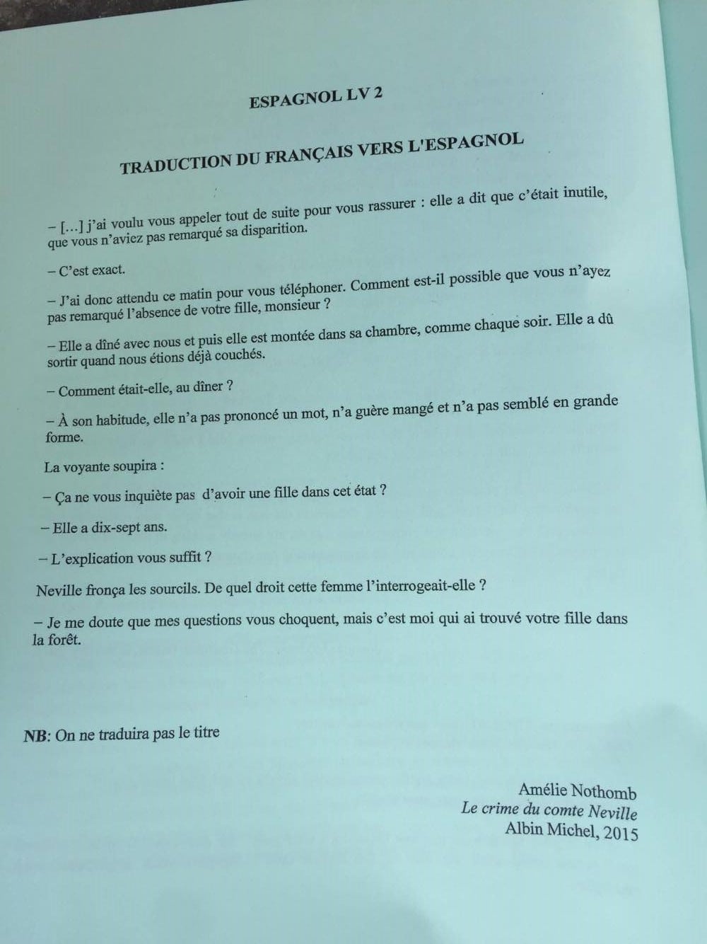 Sujet Espagnol LV2 CCIR 2016 - Page 1