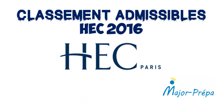 Classement Admissibles HEC 2016