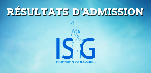 Résultats d’admissions ISG 2017