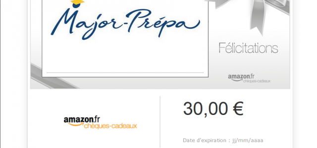 Major-Prépa t’offre 30€ à dépenser sur Amazon !