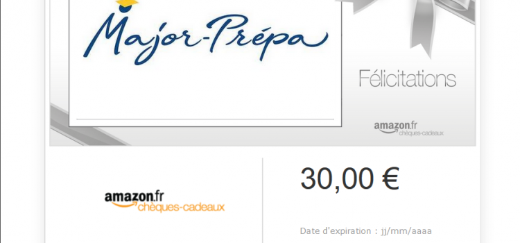 Major-Prépa t’offre 30€ à dépenser sur Amazon !