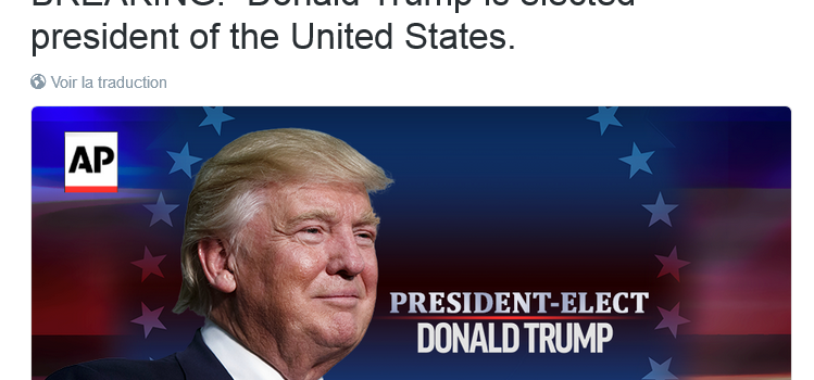 Donald Trump est élu président des États-Unis
