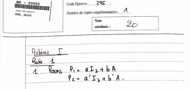 Copie de maths emlyon notée 20/20