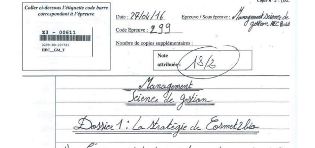 Management HEC – Copie de concours notée 18/20 (2016)
