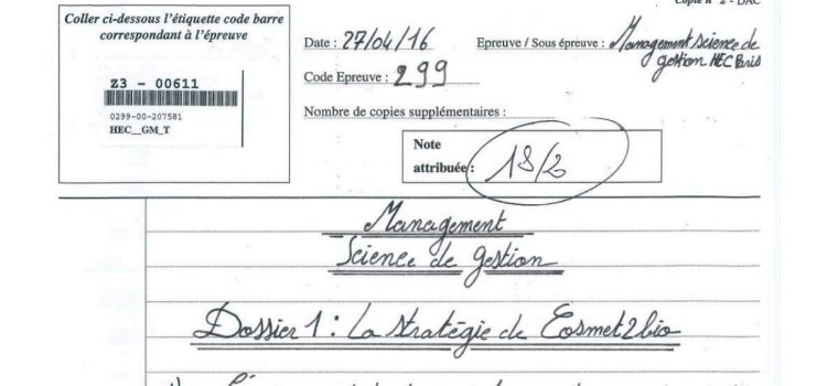 Management HEC – Copie de concours notée 18/20 (2016)