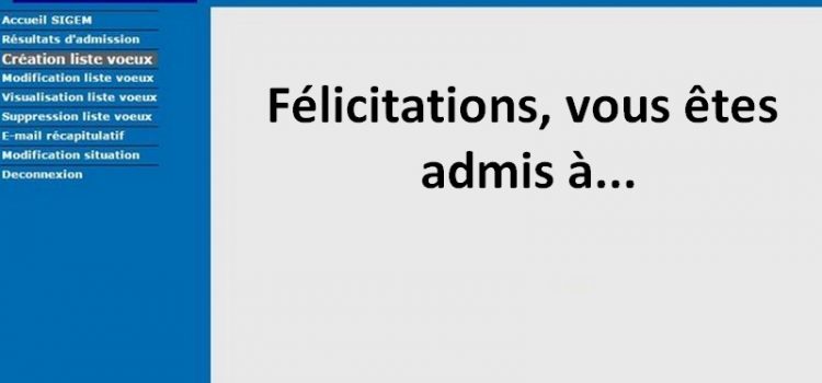 Tout comprendre sur la procédure d’admission SIGEM