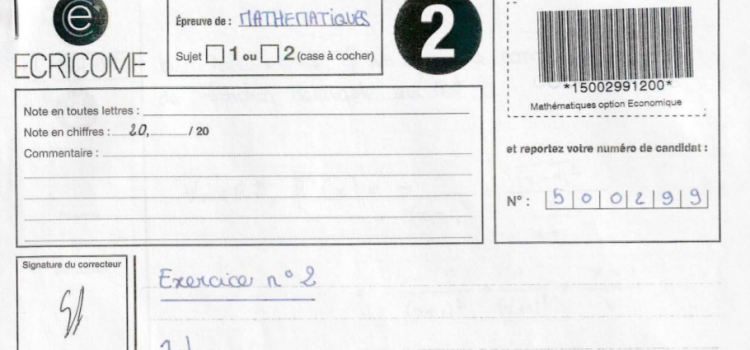 Les maths ECRICOME 2018 ECE de long en large ! (Copie, analyse et correction détaillée)