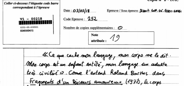 Copie de Philo ESSEC 2018 notée 19/20