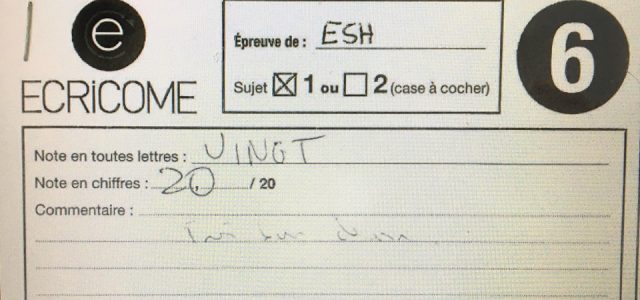 Copie d’ESH Ecricome 2018 20/20 – Analyse et conseils
