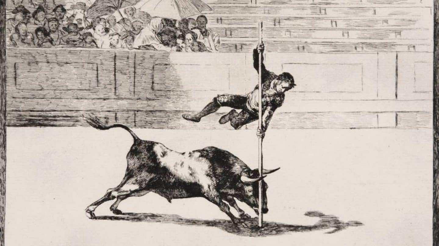 Une des gravures de la série La Tauromaquia, réalisée entre 1815 et 1816 par Goya traitant de la corrida