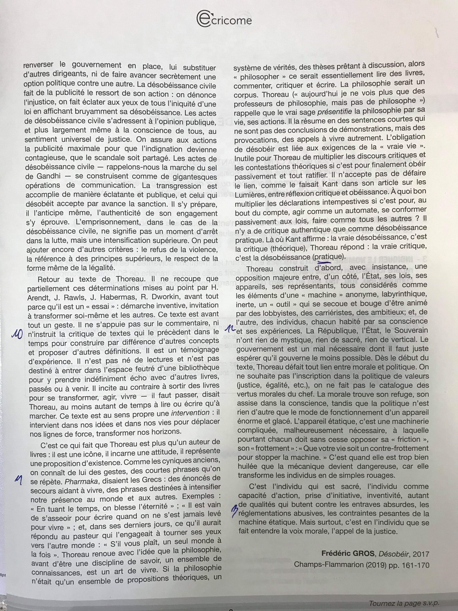 ujet résumé de texte Ecricome 2