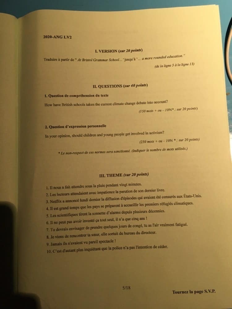 sujet LV2 IENA 2020 6