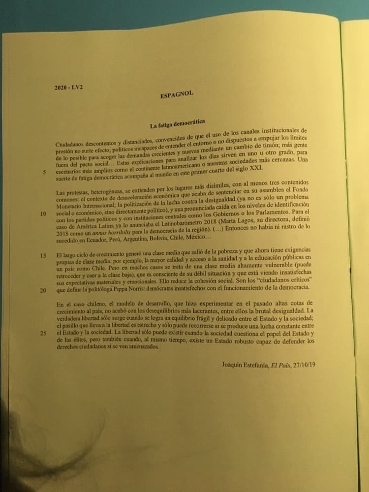 sujet lv2 IENA 2020 8 