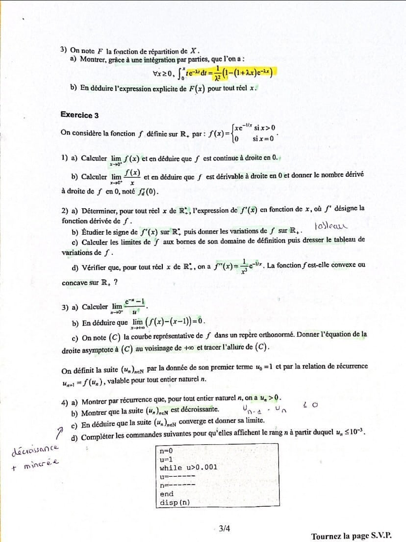 Sujet Maths ECT ESCP 2021