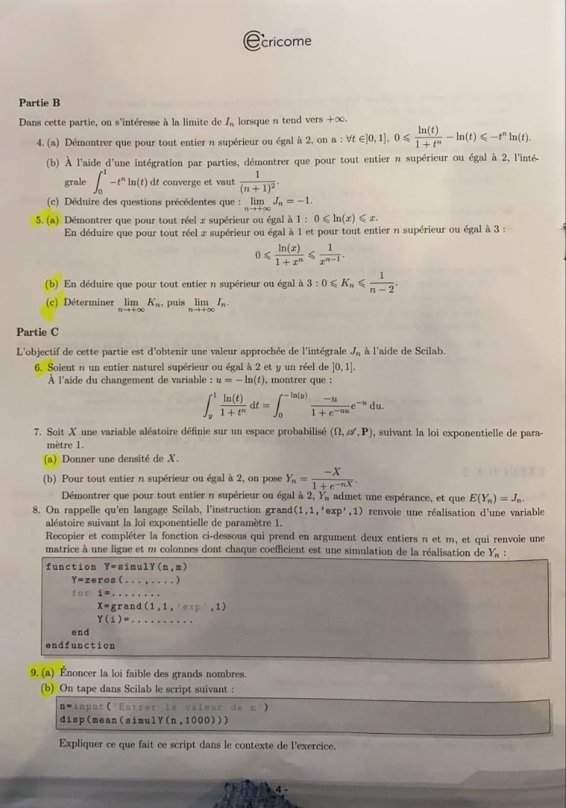 Sujet de maths Ecricome ECE 2021 - Major Prépa