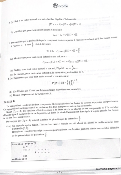 Sujet de maths Ecricome ECT 2021 - Major-Prépa
