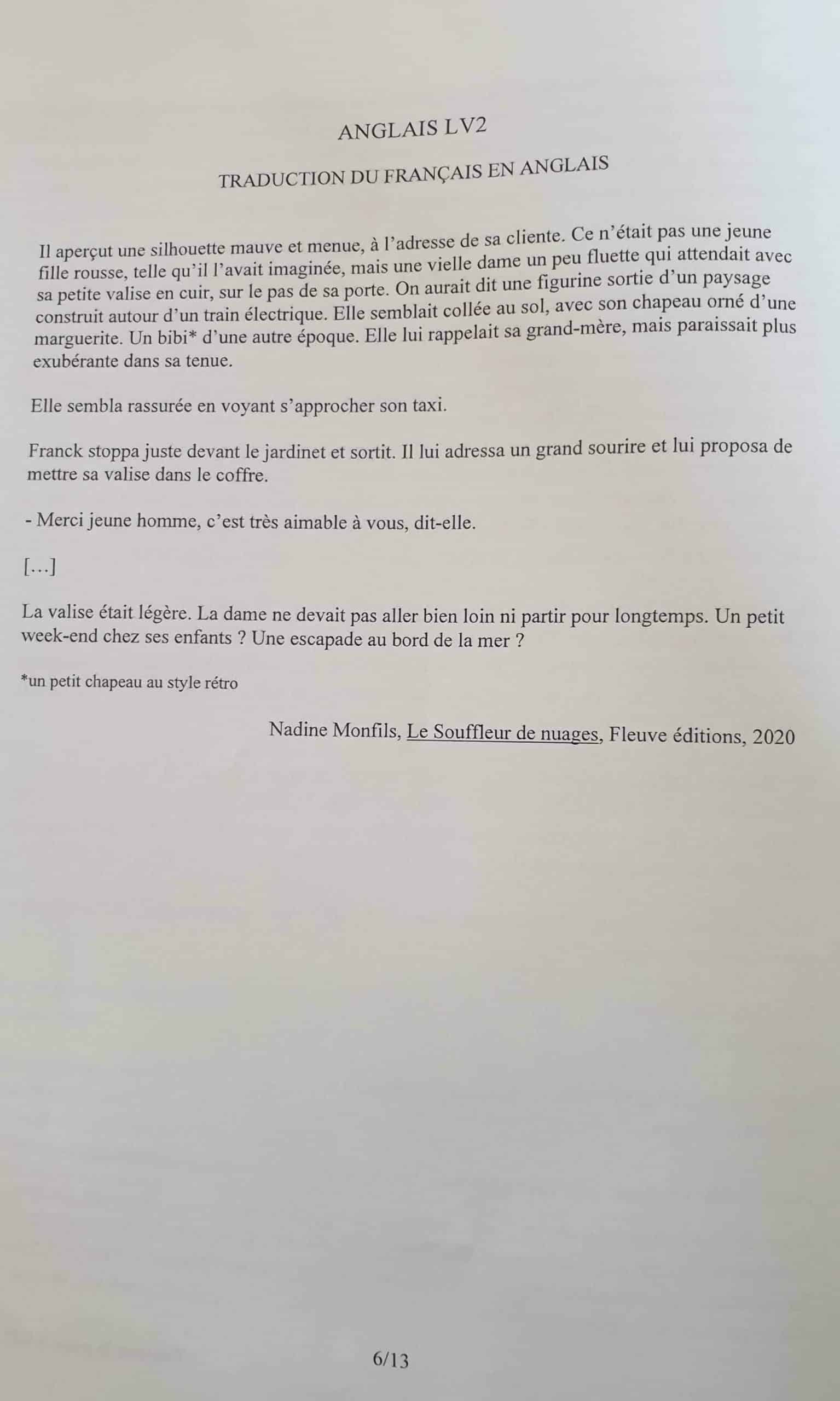 Sujet LV2 Anglais ELVi 2021