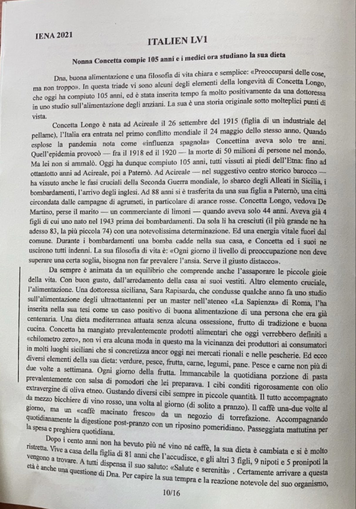 sujet LV1 Langues rares IENA 2021