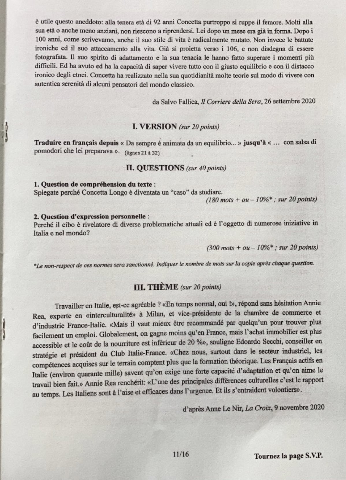 sujet LV1 Langues rares IENA 2021