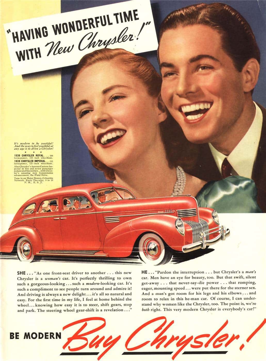 Publicité pour une voiture Chrysler