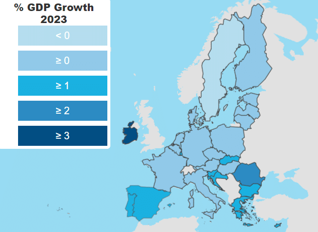 Prospectives de croissance, en 2023, pour les pays de la zone euro