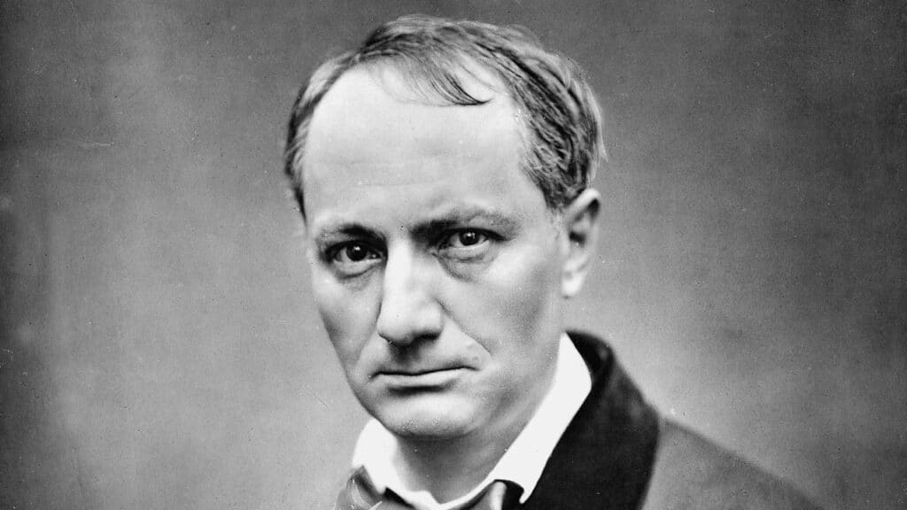Portrait en noir et blanc de Charles Baudelaire, poète majeur de la modernité littéraire.