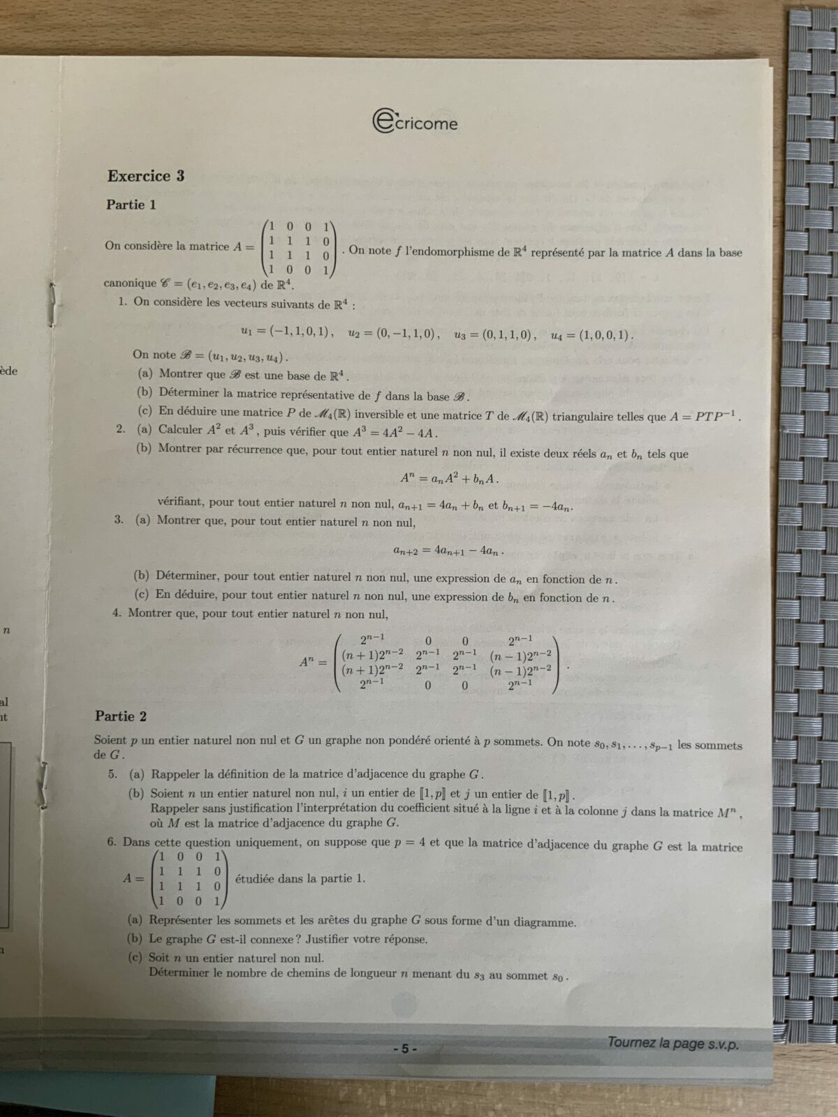 Sujet de maths appliquées Ecricome 2023 - Major Prépa