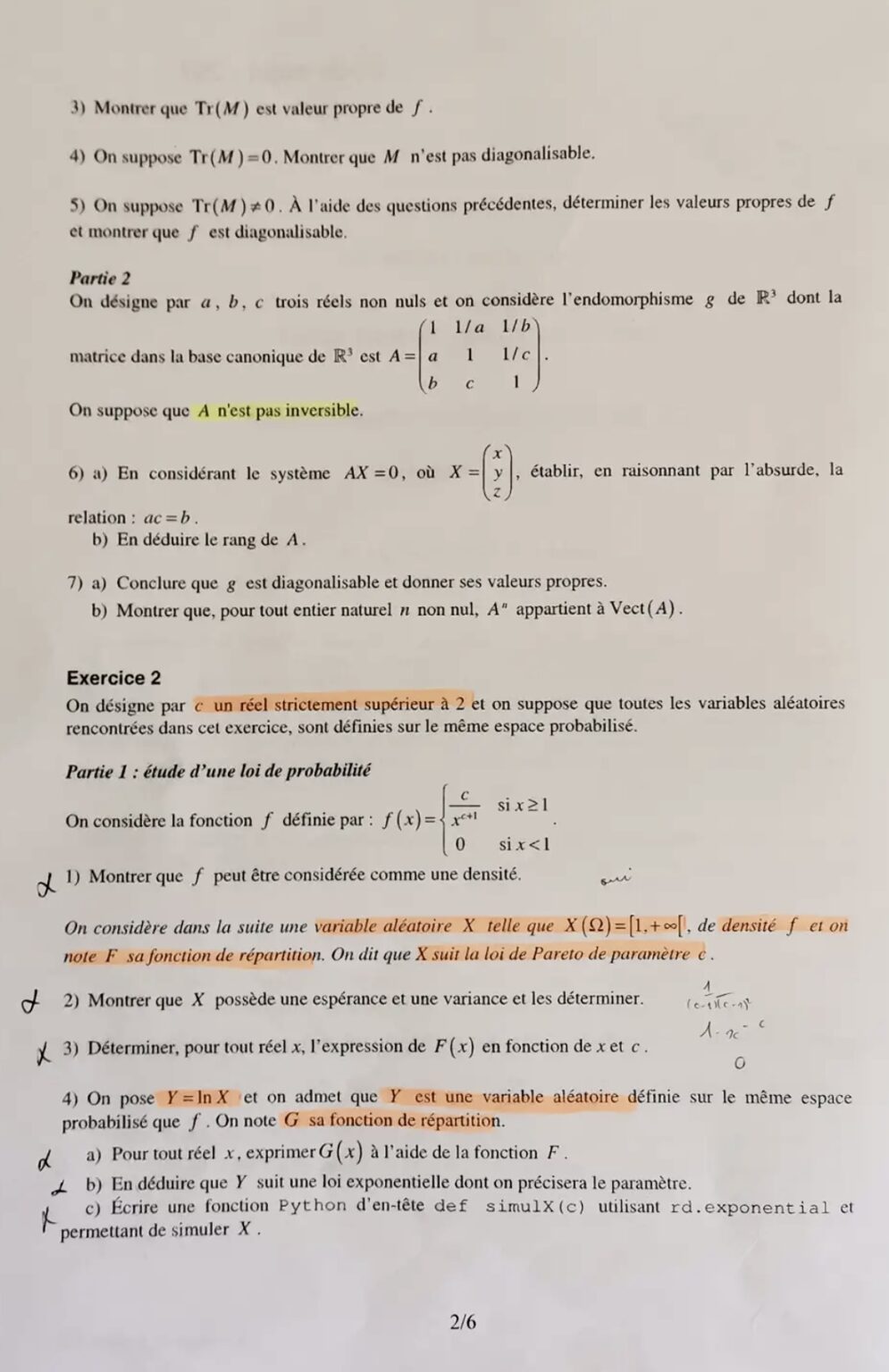 Maths approfondies EDHEC 2023 Sujet Major Prépa — free download