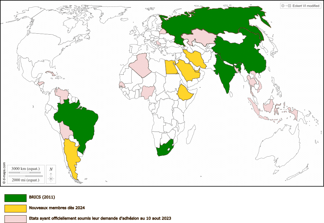 Carte élargissement des BRICS