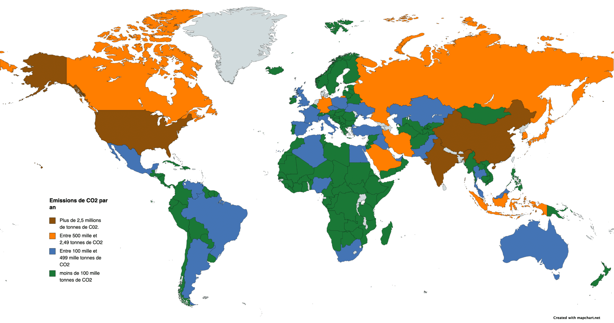 Les émissions de CO2 par pays