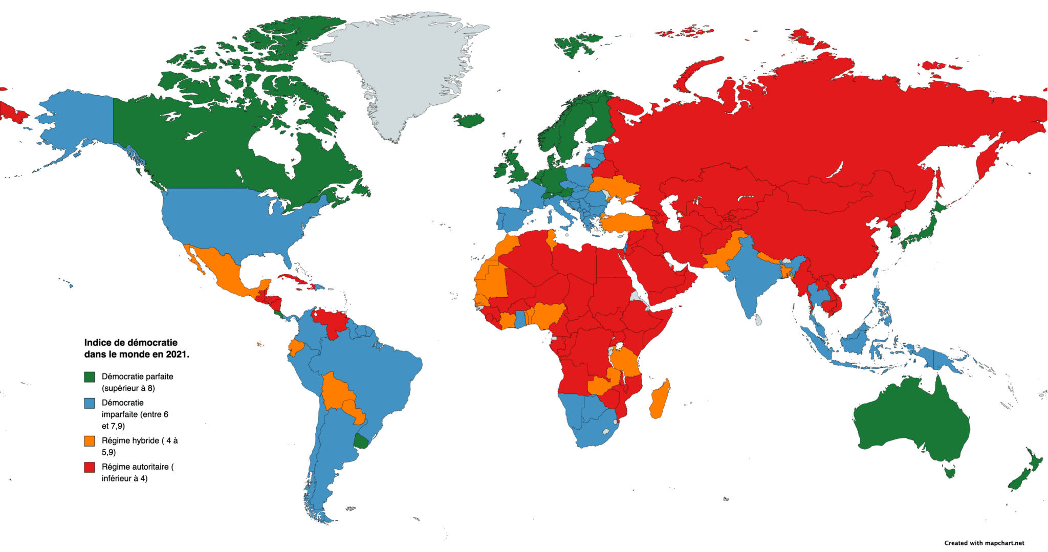 L'indice de démocratie dans le monde