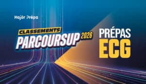 Visuel du classement Parcoursup prépas ECG 2026 avec univers graphique orienté données