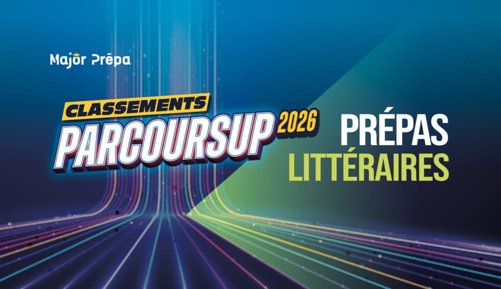 Classement Parcoursup prépas littéraires 2026 illustré par un visuel graphique Major Prépa