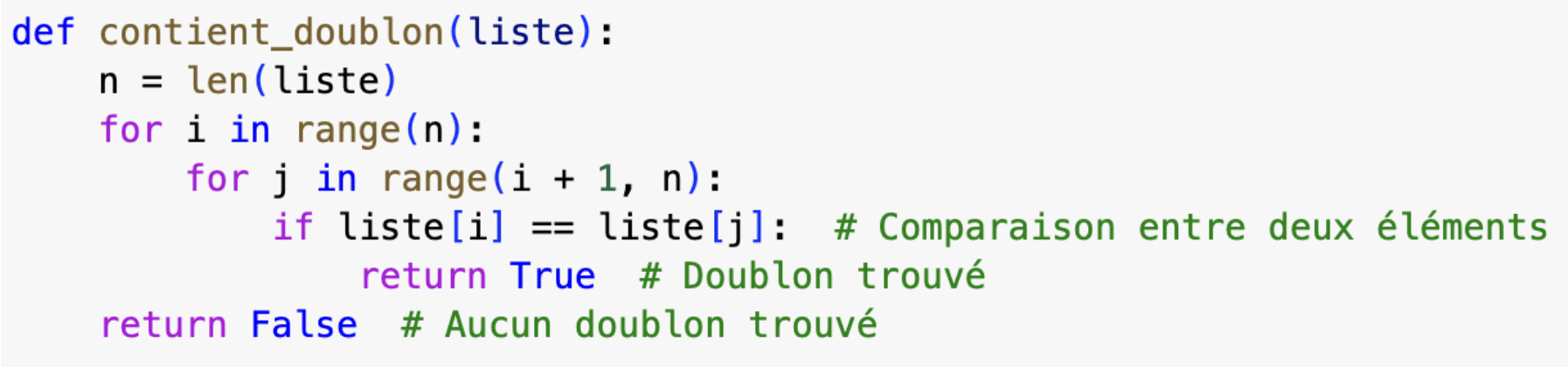 Algorithme de vérification de doublons 