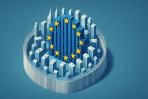 Image du protectionnisme européen, représentant la défense du marché intérieur face aux menaces extérieures