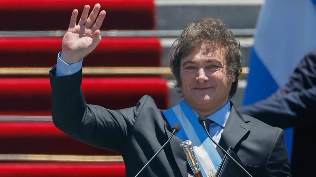 Javier Milei lors de son investiture présidentielle en Argentine.