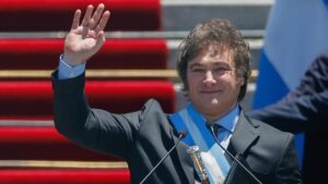 Javier Milei lors de son investiture présidentielle en Argentine.