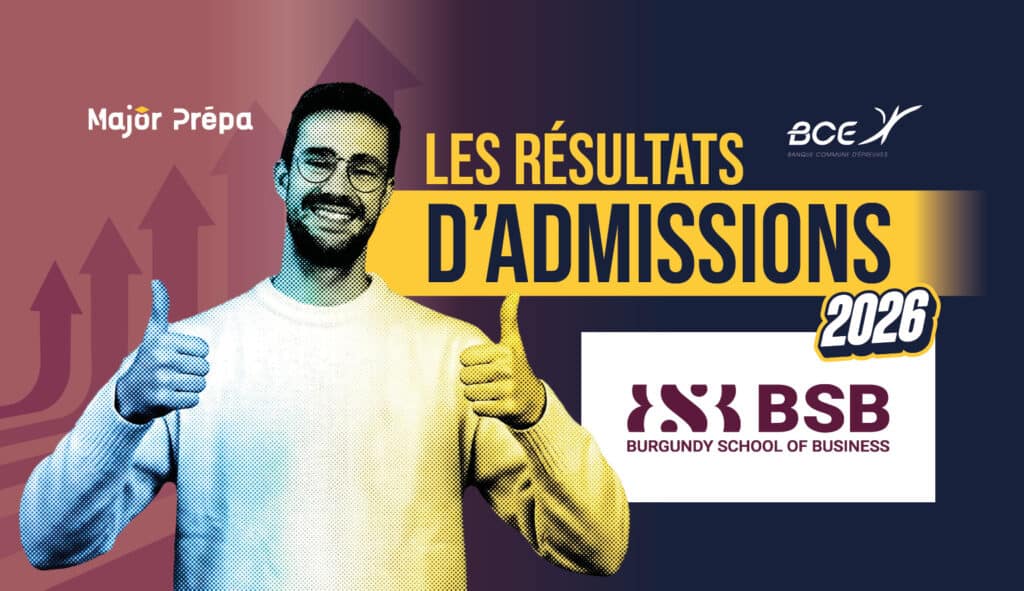 Infographie des informations clés et résultats d'admission post-prépa de BSB Burgundy School of Business.