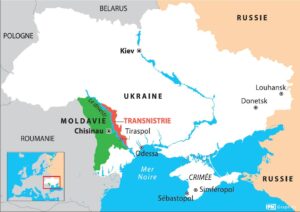 Carte de la Transnistrie, exemple d’État de facto en Moldavie