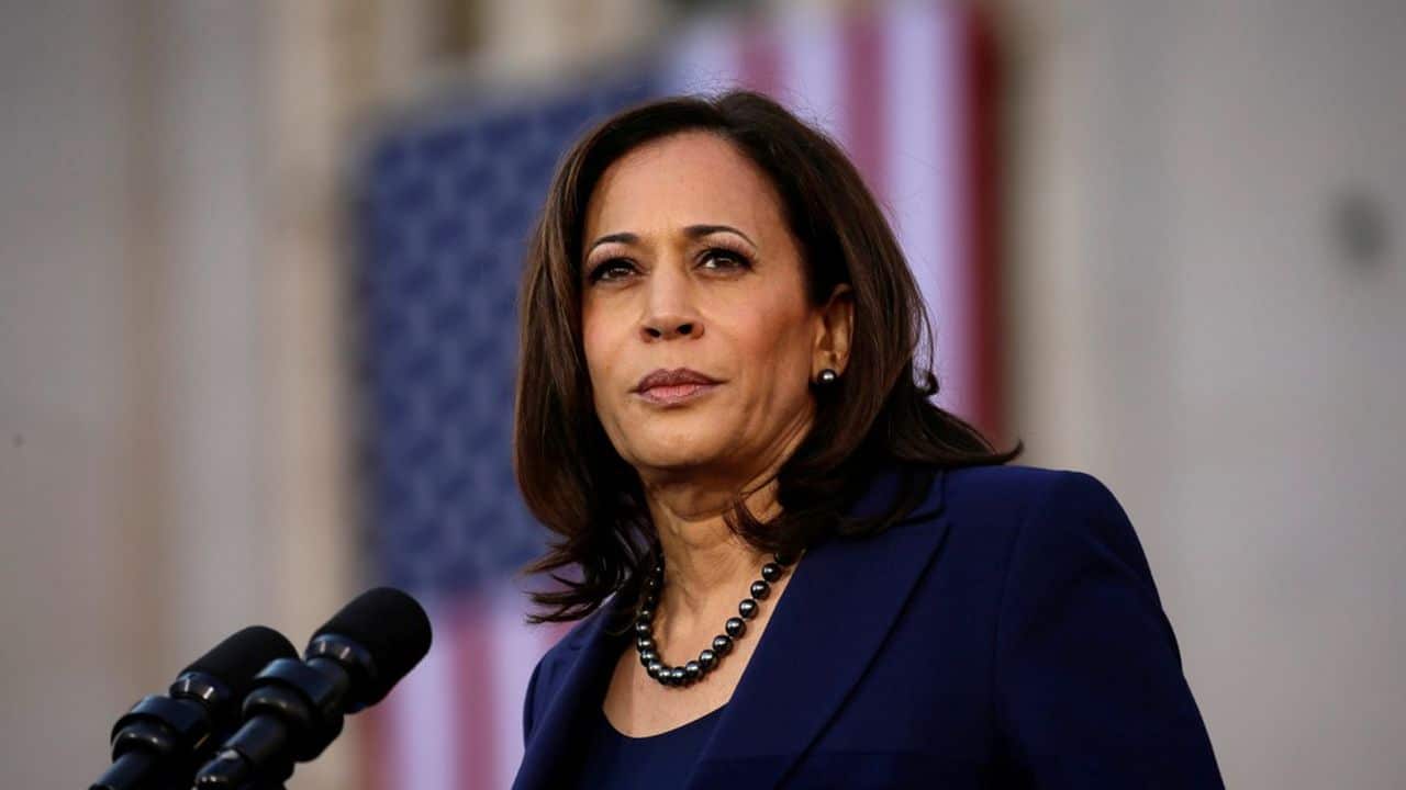 Kamala Harris, première femme vice-président des États-Unis, lors d’un discours officiel