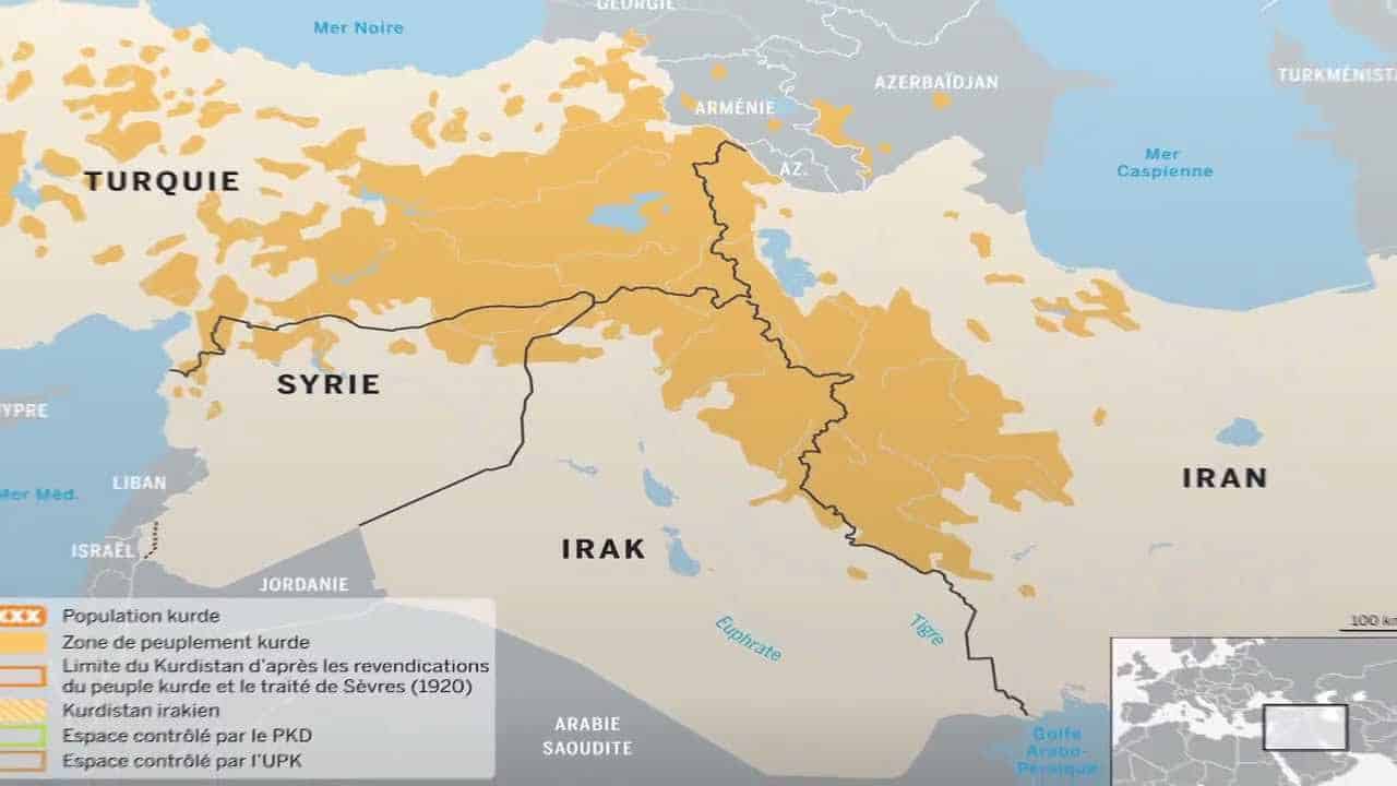Carte du peuple kurde au Moyen-Orient illustrant les défis de l’État-nation