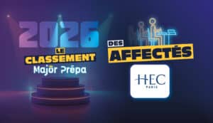 Classement 2026 des prépas avec le plus d’affectés à HEC illustré par un podium et le logo HEC Paris