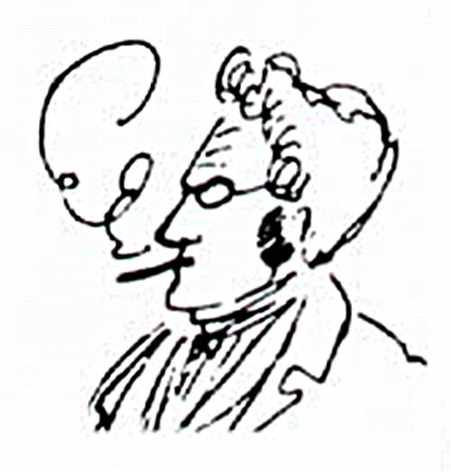 Friedrich Engels, Public domain, via Wikimedia Commons. Enlargement of the image for Stirner, in a cartoon by Friedrich Engels (1820-1895) of one of the meetings of the group "Die Freien", a philosophical gathering of Berlin in the early 1840 in which Max Stirner participated.