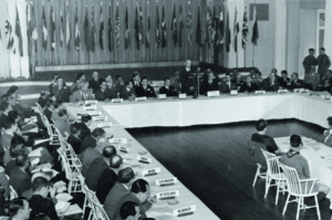 Réunion internationale du système monétaire de Bretton Woods avec représentants des États
