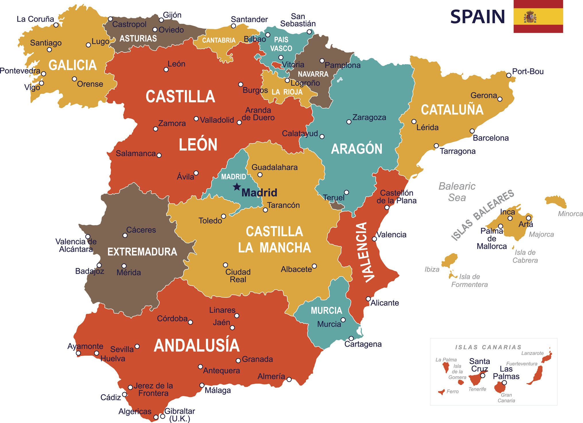carte communautés autonomes en Espagne