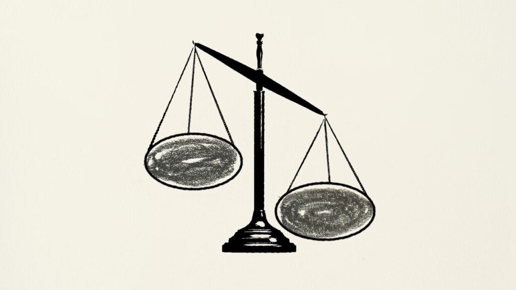 Illustration d’une balance déséquilibrée symbolisant les enjeux d’équité, d’égalité des chances et d'affirmative action.