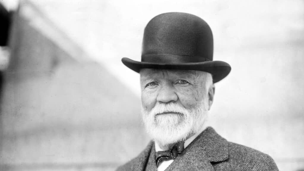 Portrait photographique d'Andrew Carnegie, industriel et philanthrope américain