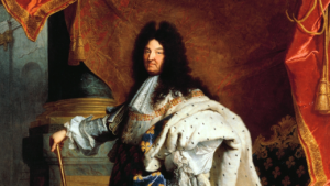 Portrait de Louis XIV en costume royal par Rigaud, illustration de la formule L'État c'est moi et du pouvoir absolu