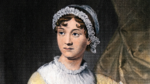 Portrait colorisé de Jane Austen, figure emblématique parmi les femmes anglophones célèbres