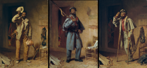 Triptyque représentant un soldat noir de l'Union pendant la guerre de Sécession